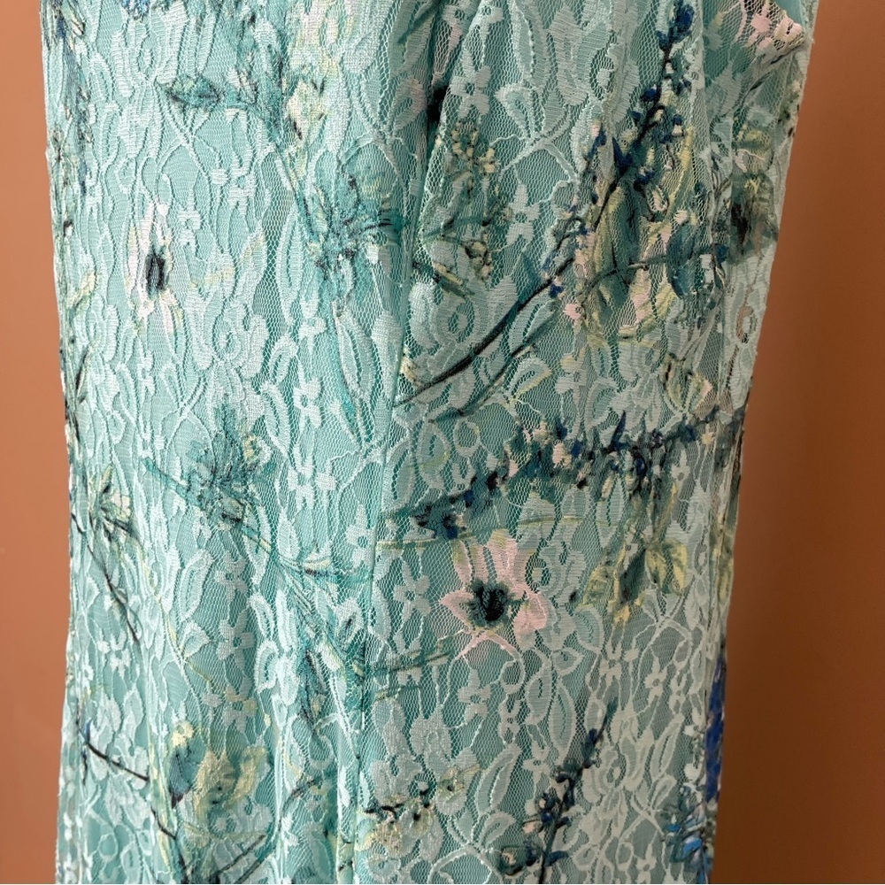 Perceptions Turquoise Floral Lace Midi Dress size 1x - Picture 3 of 7